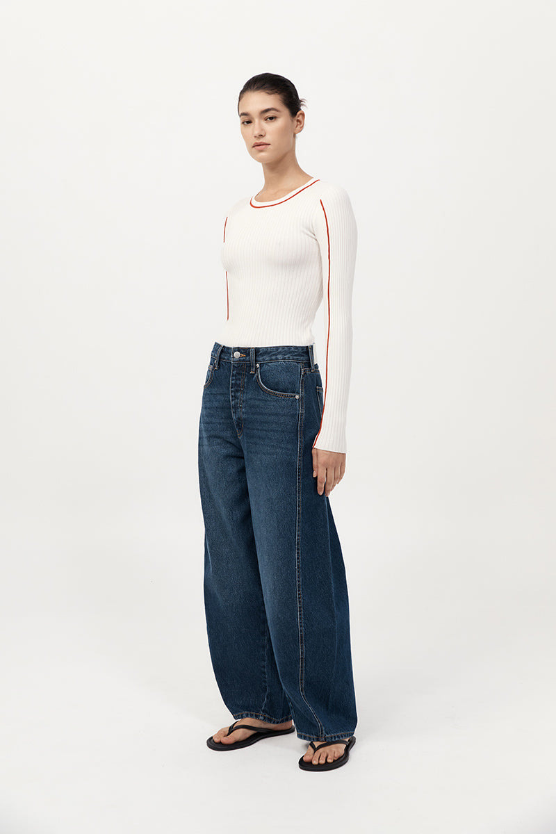 Mid Rise Balloon Jeans - Dark Indigo - 3