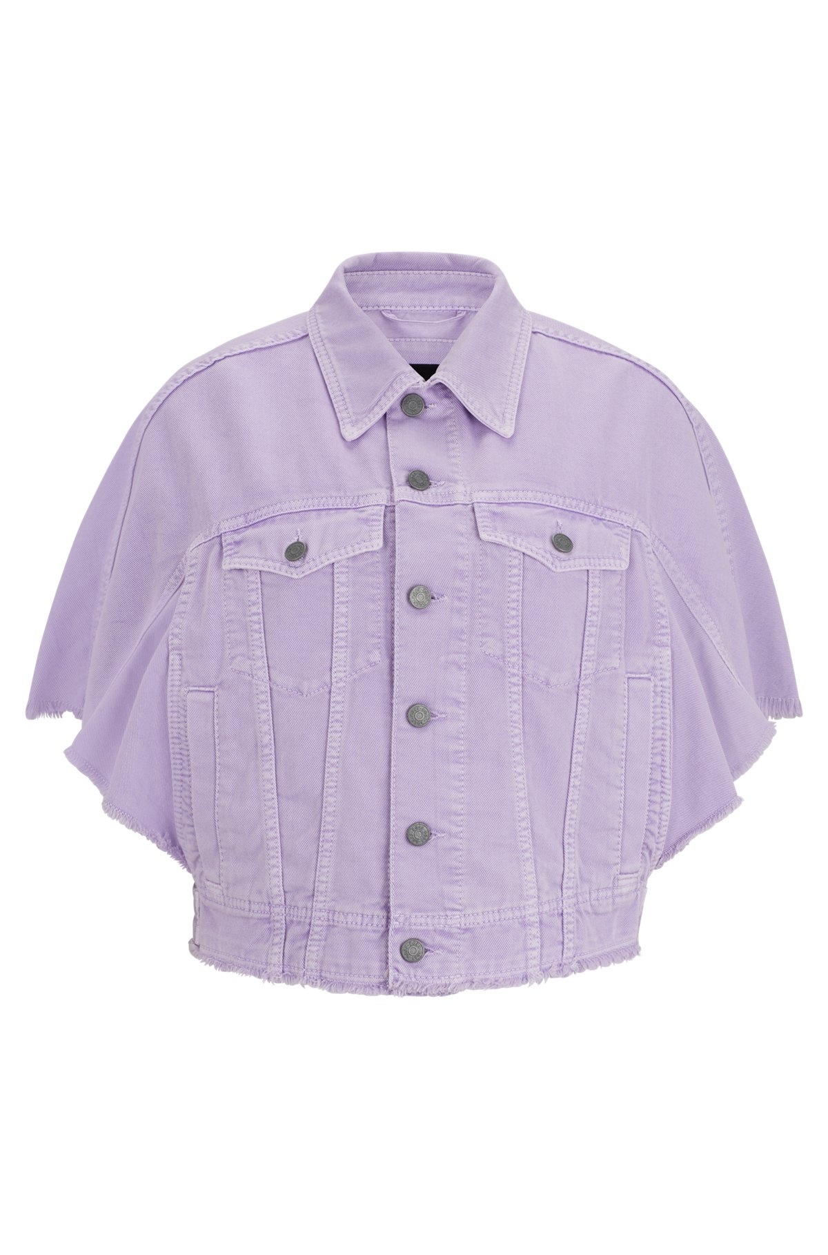 SHORT-SLEEVED JACKET IN COTTON DENIM - 1