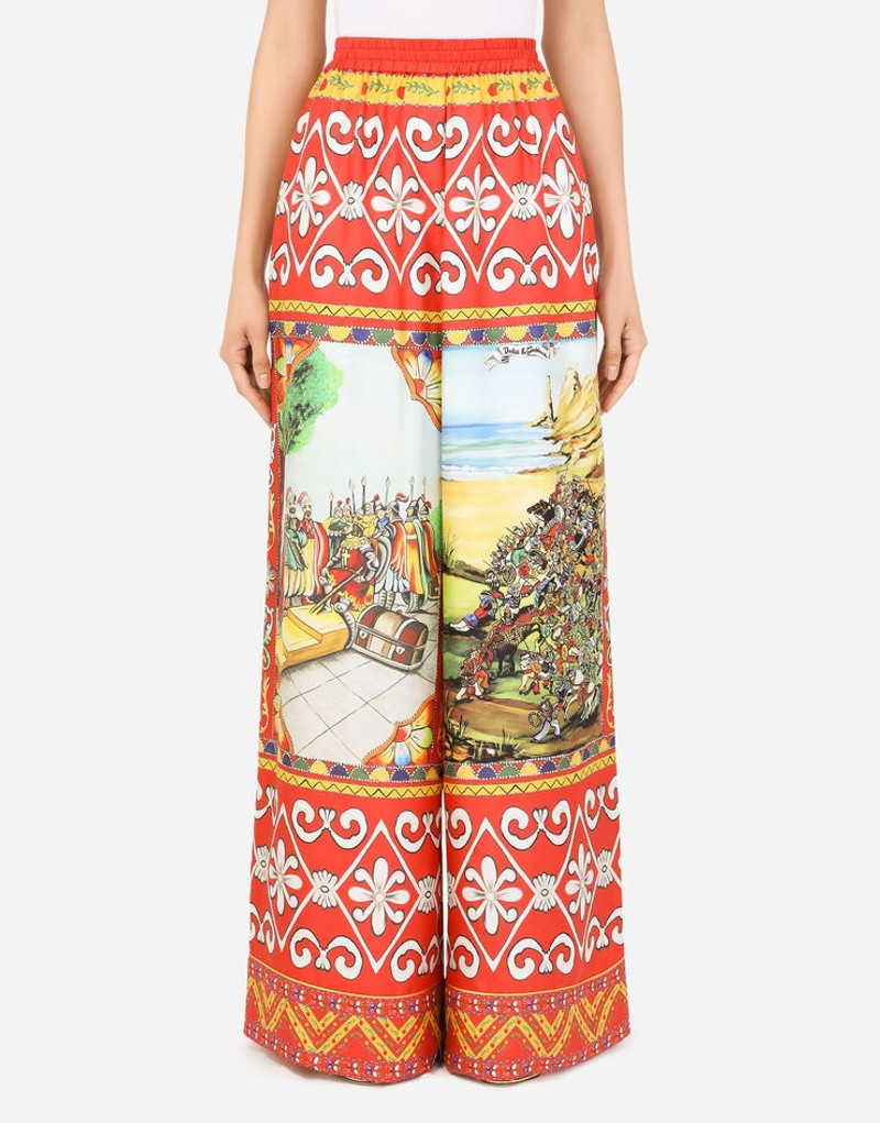 Carretto-print silk pants 1