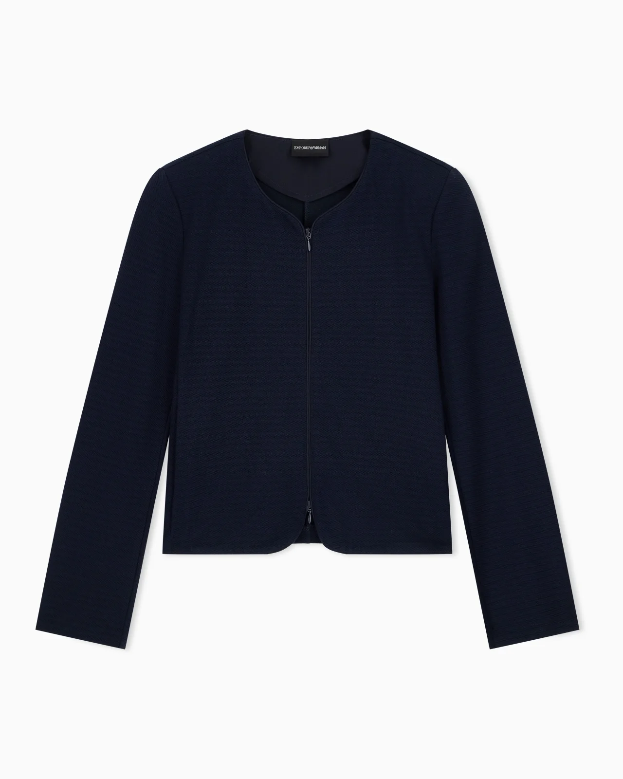 SLIM-FIT ROUND-NECK BLAZER IN JACQUARD JERSEY WITH ZIPPER - 1
