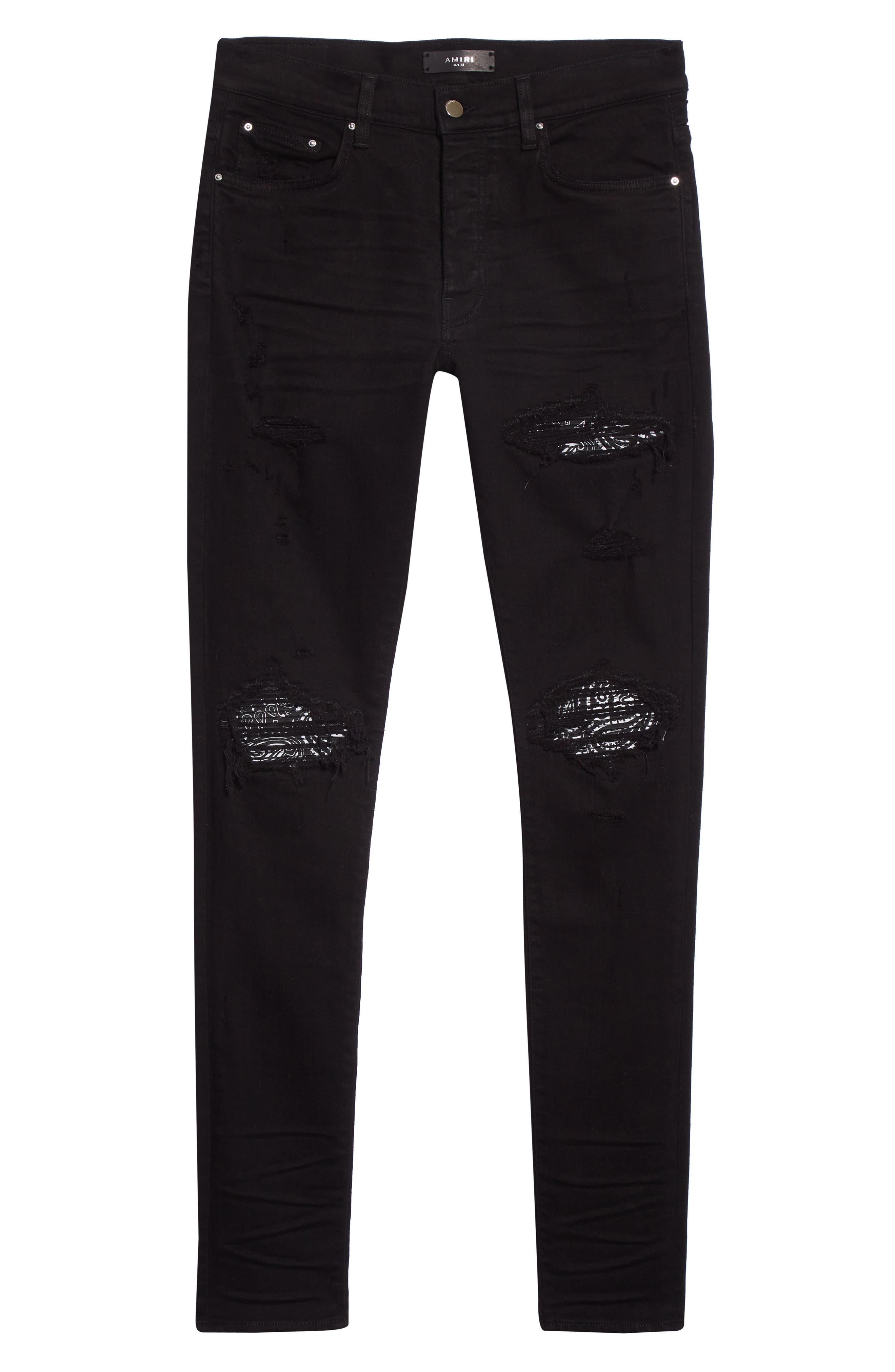 Men's MX1 Bandana Ripped Patch Skinny Jeans - 5