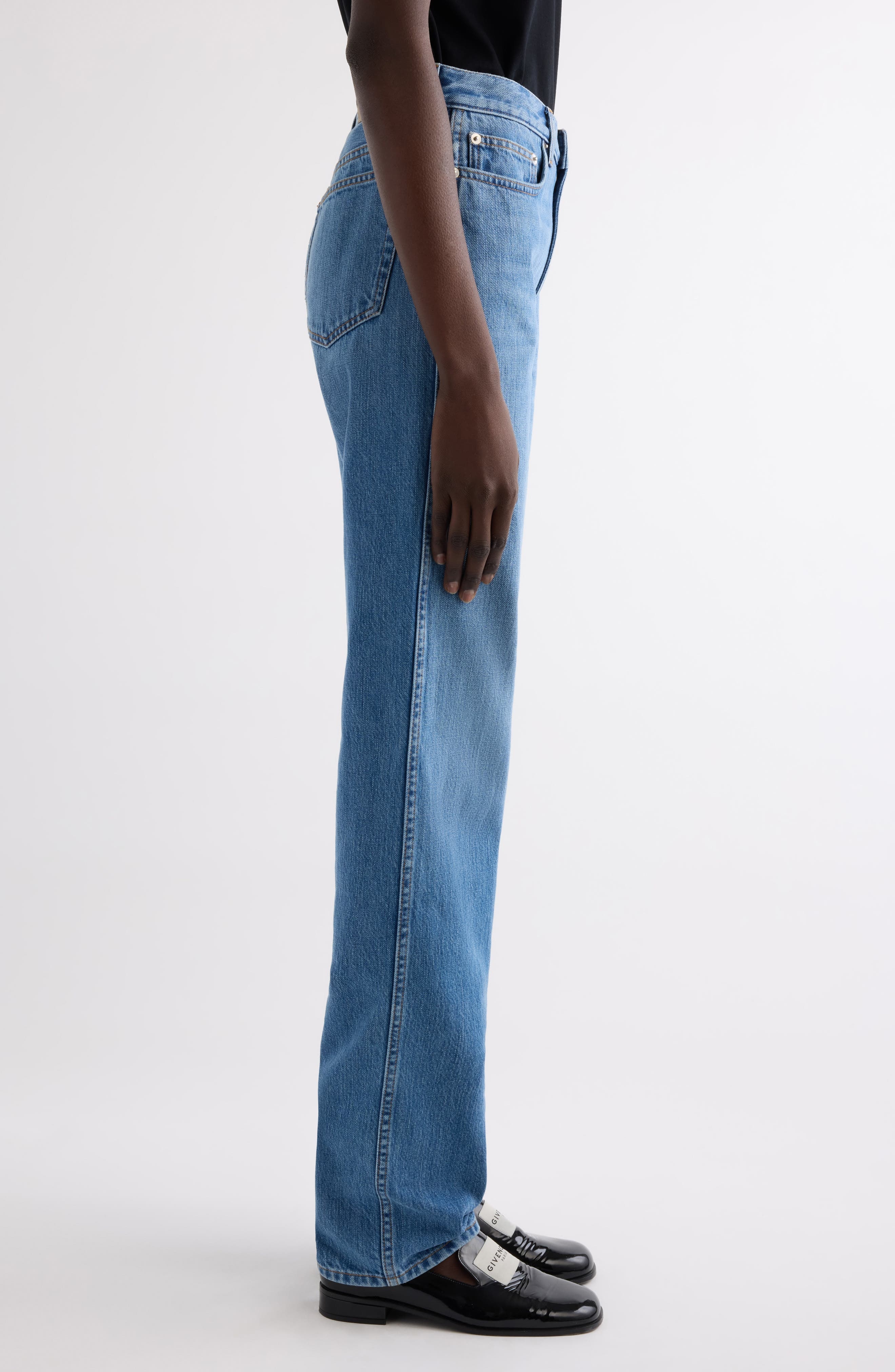 Givenchy Silk Straight Leg Jeans in Medium Blue at Nordstrom - 4