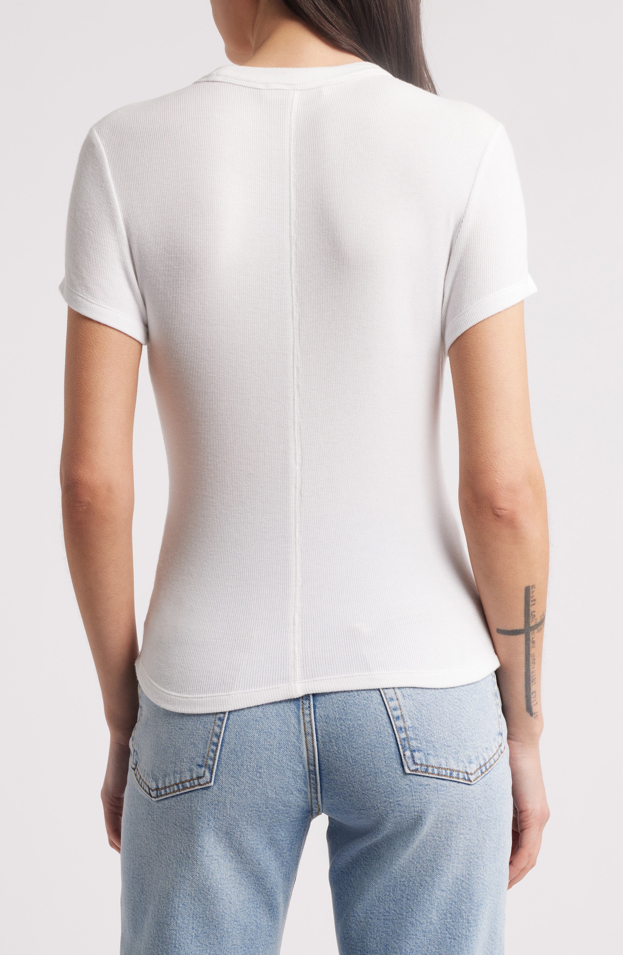 FRAME Rib Baby Tee in White at Nordstrom - 2