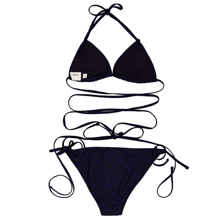 Burberry Monogram Print Triangle Bikini In Deep Royal Blue - 4