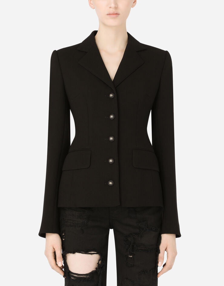 Single-breasted wool crepe Dolce jacket with DG buttons - 1