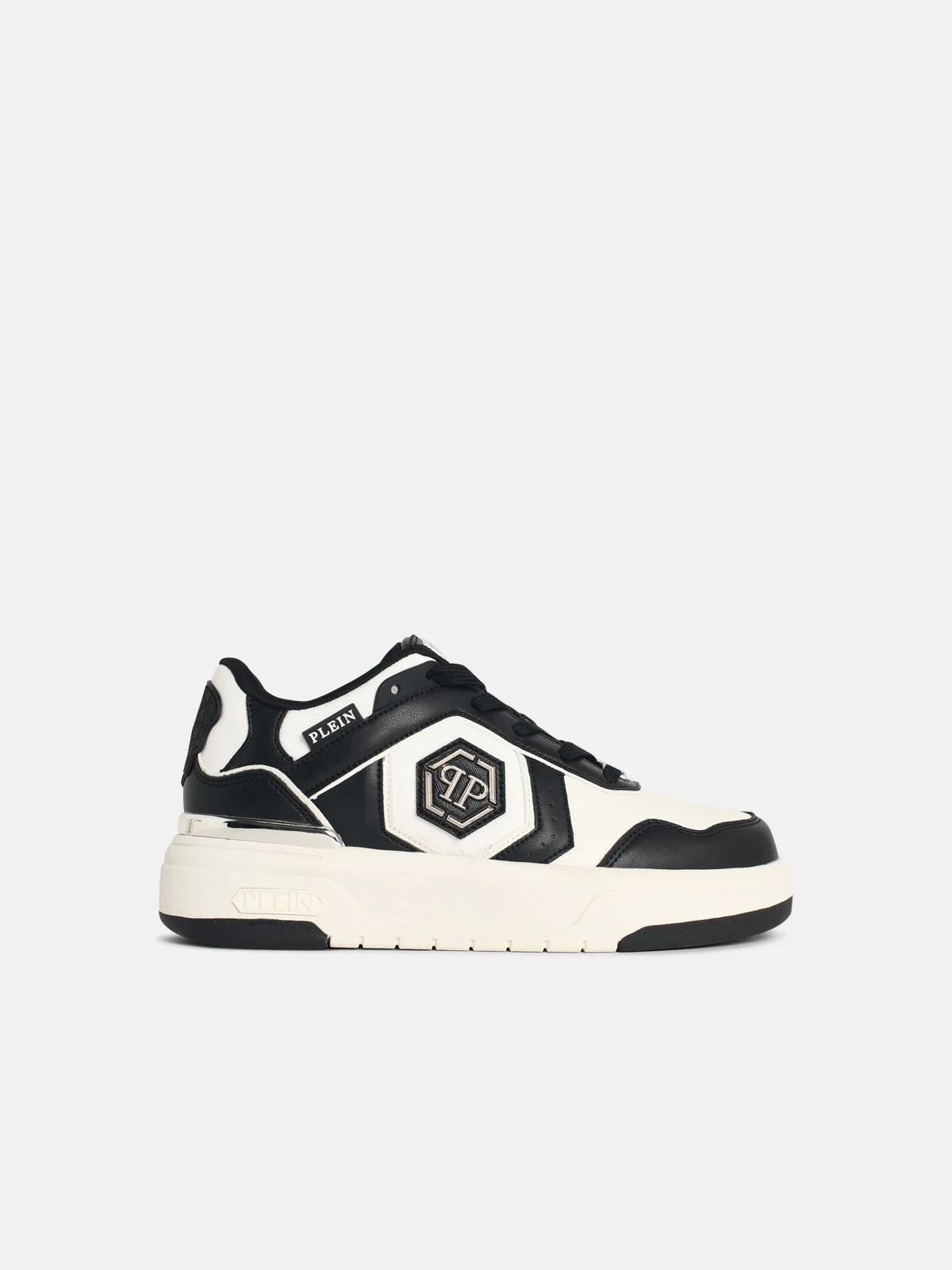 'SK8R' BLACK AND WHITE FABRIC BLEND SNEAKERS - 1