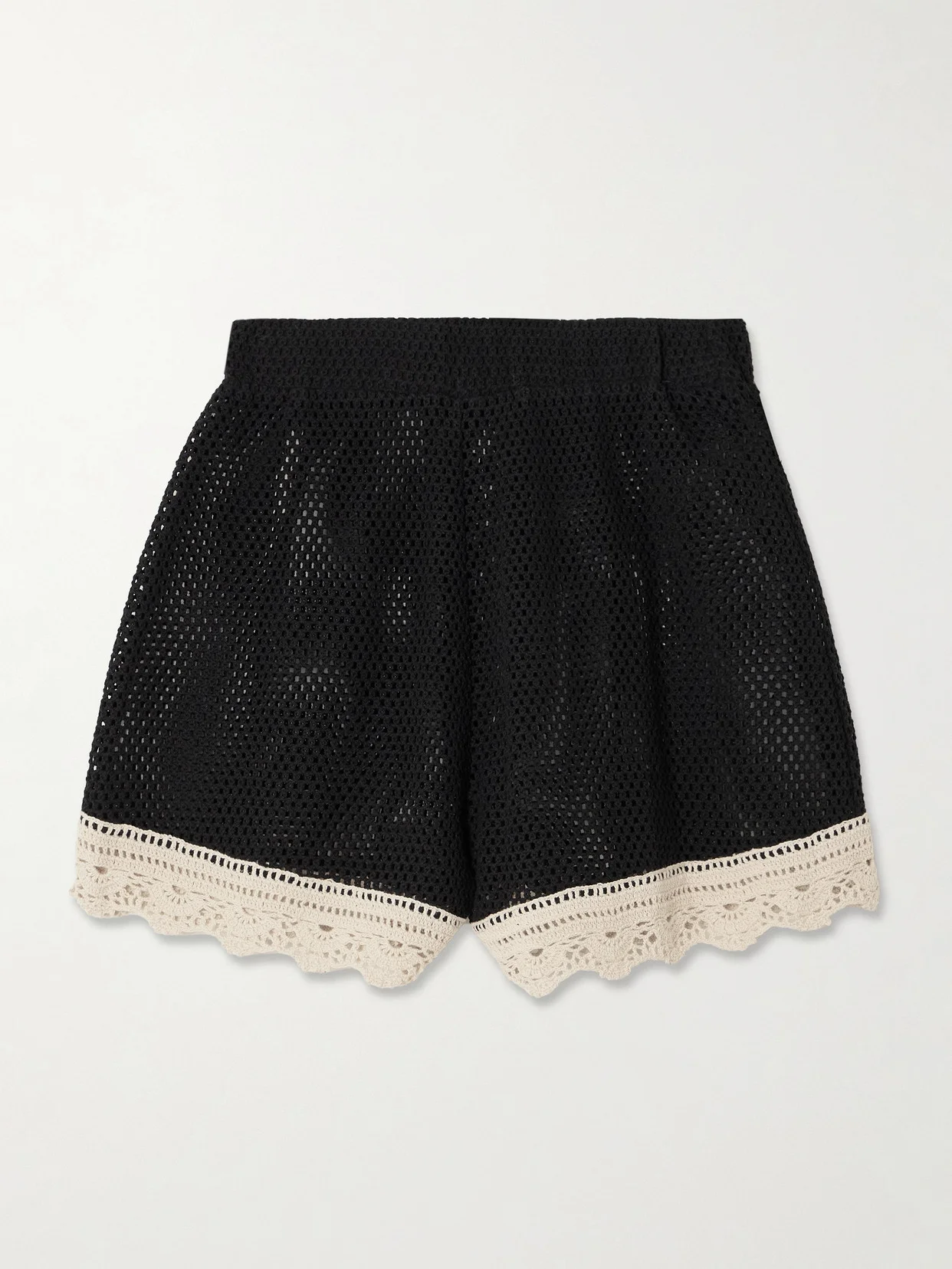 Kendall Crochet-trimmed Open-knit Cotton Shorts - 1