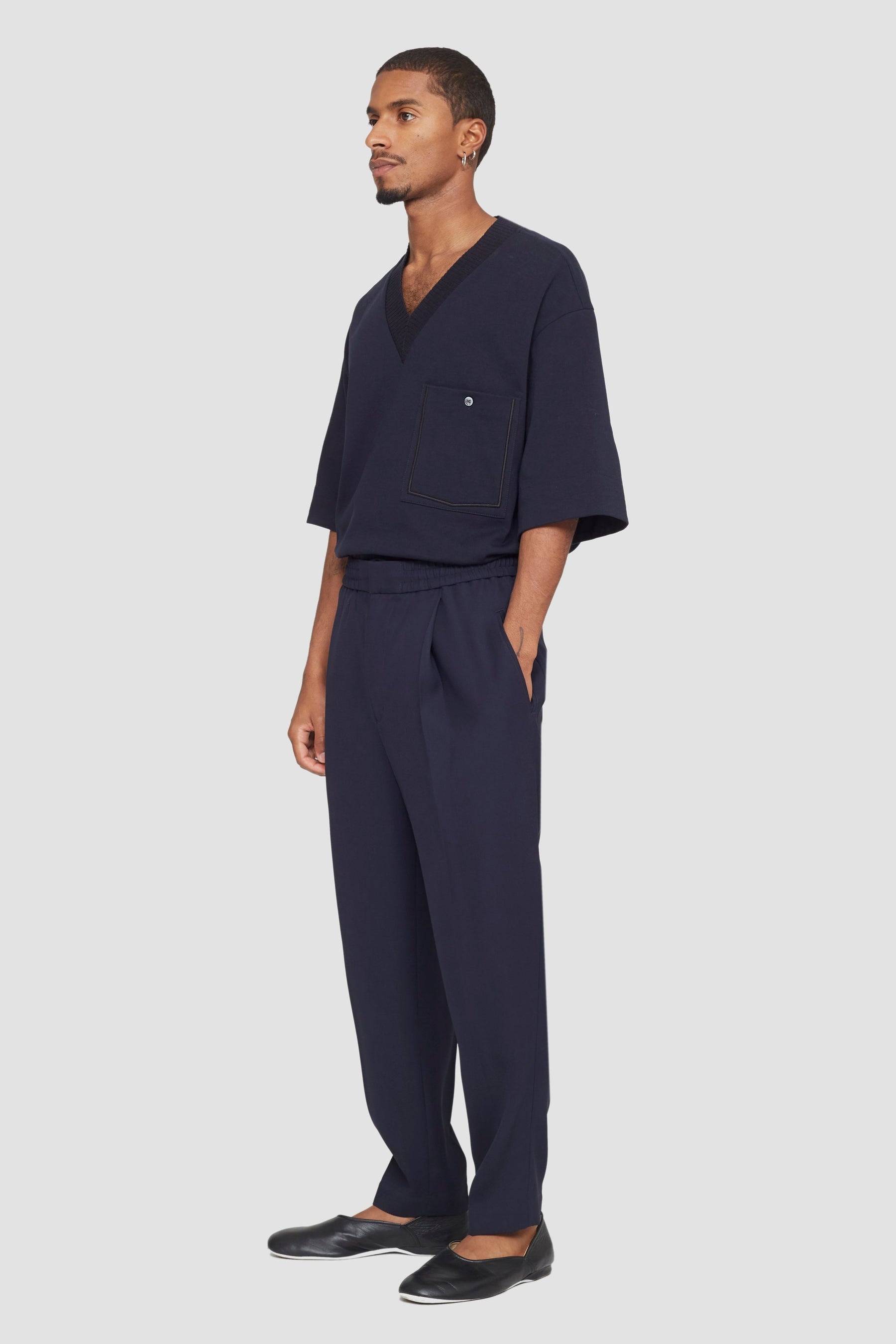Single Pleat Tapered Trousers - 3