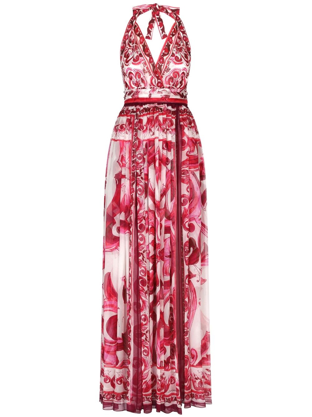 Majolica-print halterneck maxi dress - 1