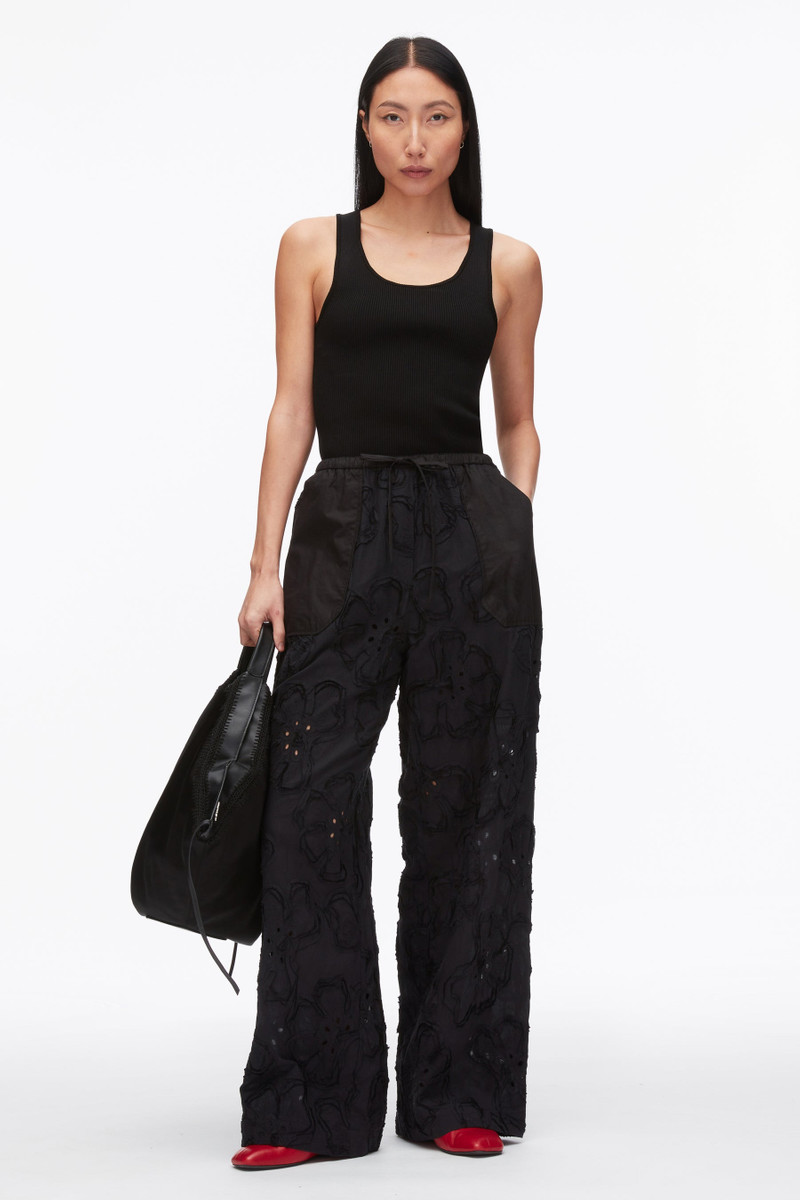 Embroidered Straight Leg Pull On Pants 1