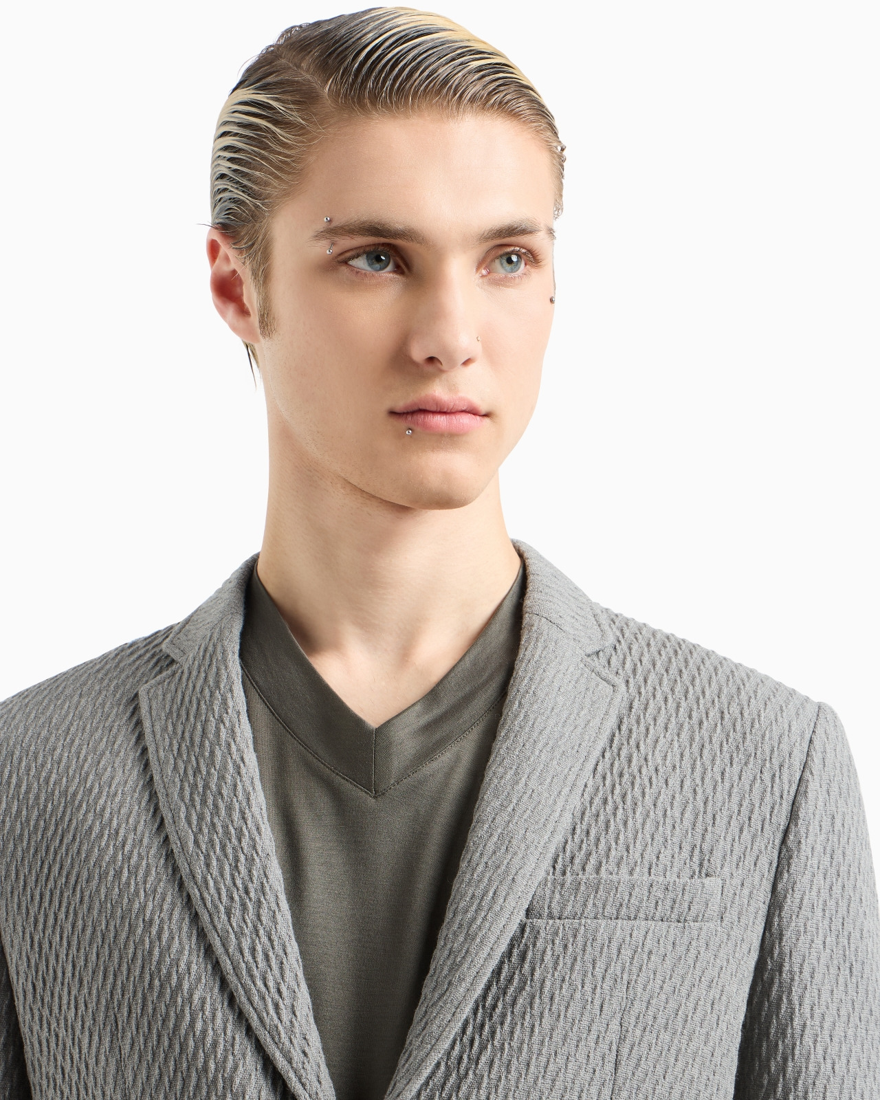 Single-breasted jacket in a 3D-effect virgin-wool stretch jersey knit - 5