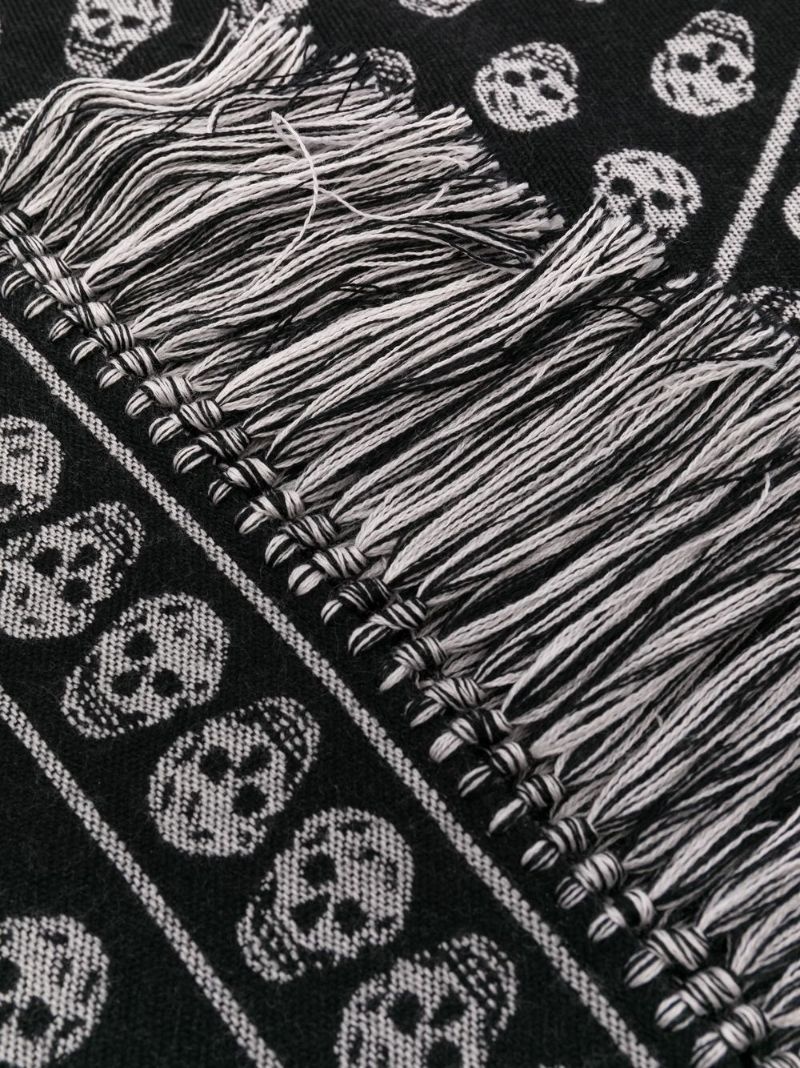 skull-knit fringed scarf - 3