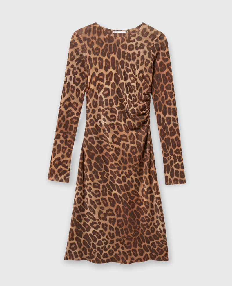 Leopard Long-Sleeve Midi Dress - 1