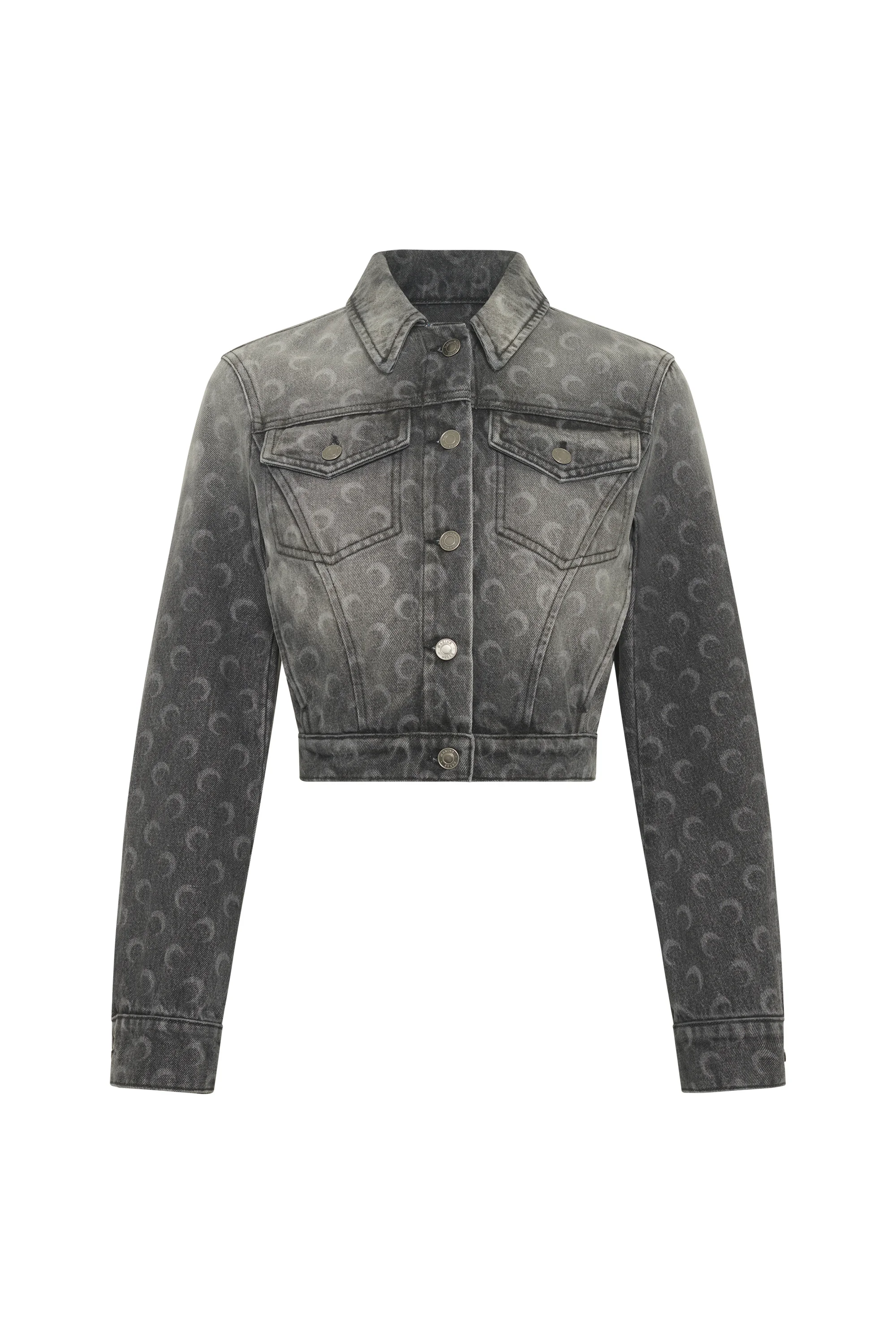 Moon Laser Grey Wash Denim Cropped Jacket - 1