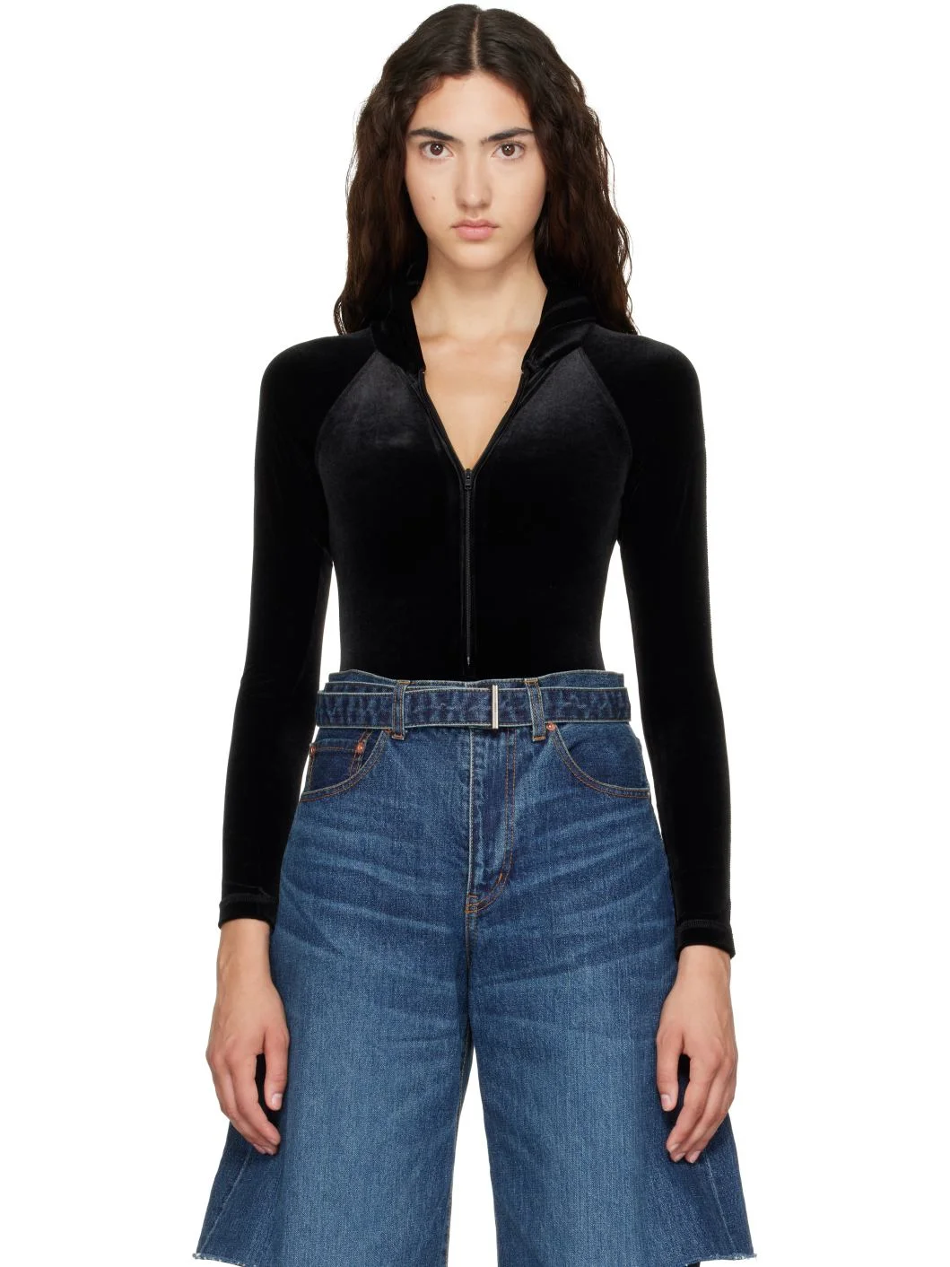 Black Hooded Bodysuit - 1
