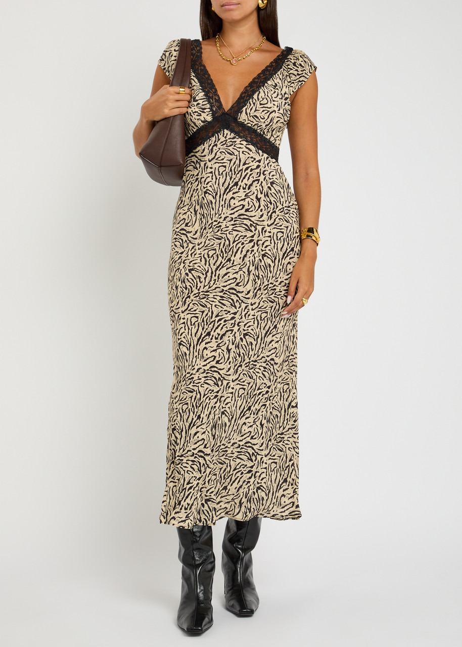 Rixo Iggy Leopard-print Crepe de Chine Midi Dress - 4