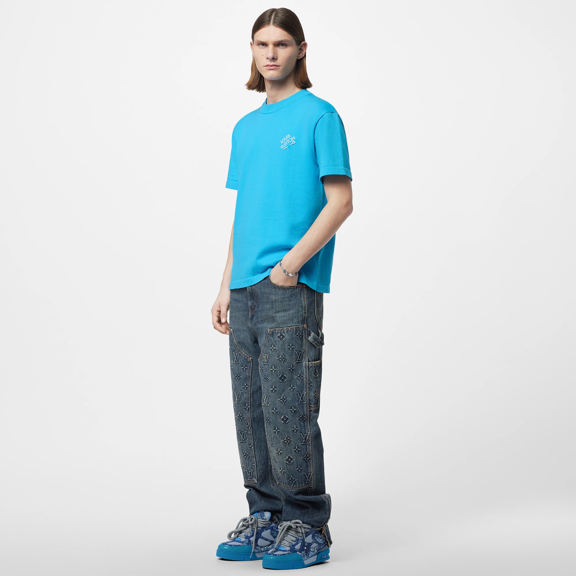 Embroidered Signature Short-Sleeved Cotton Crewneck - 4