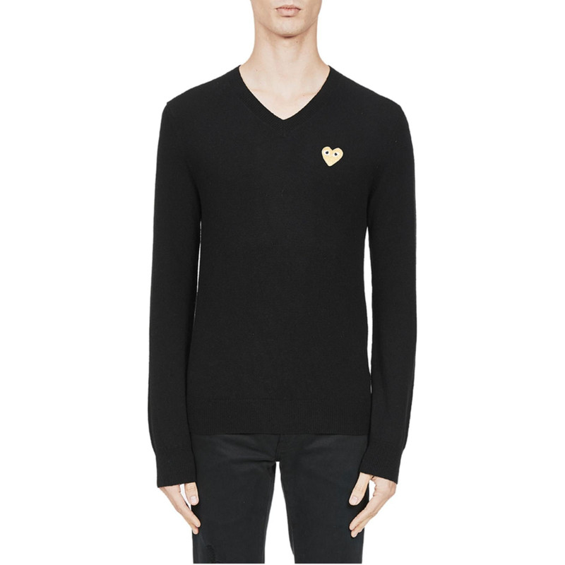 Comme des Garçons PLAY COMME des GARCONS PLAY V-Neck L/S T-shirt Gold Emblem 'Black' AZN048-051-1 outlook