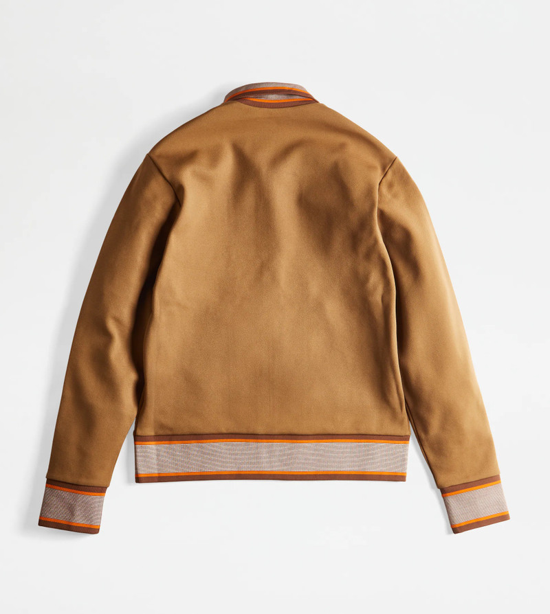 CARDIGAN WITH LEATHER PIPING - BROWN 8