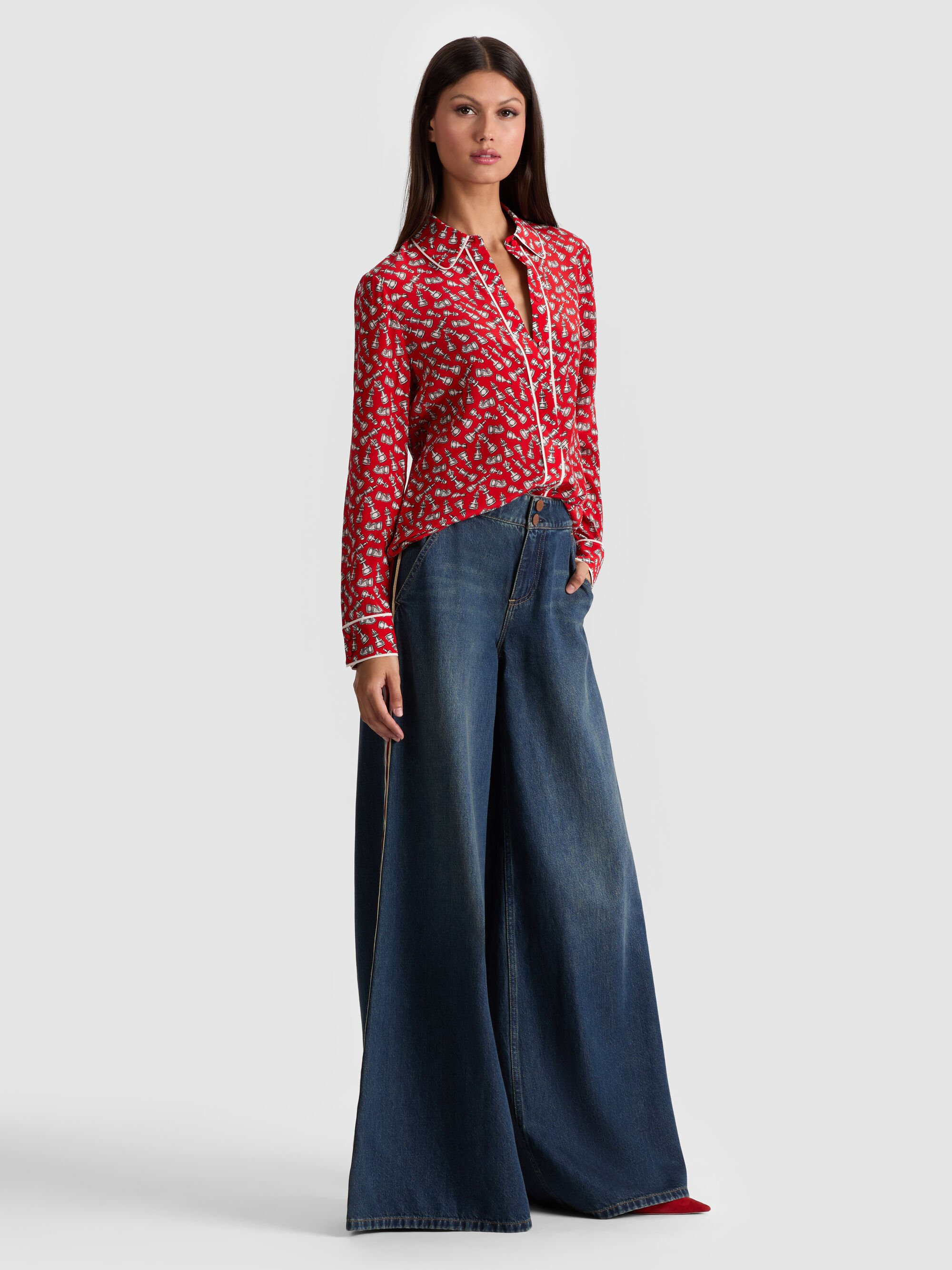 WILLA SILK BLOUSE WITH PIPING - 6