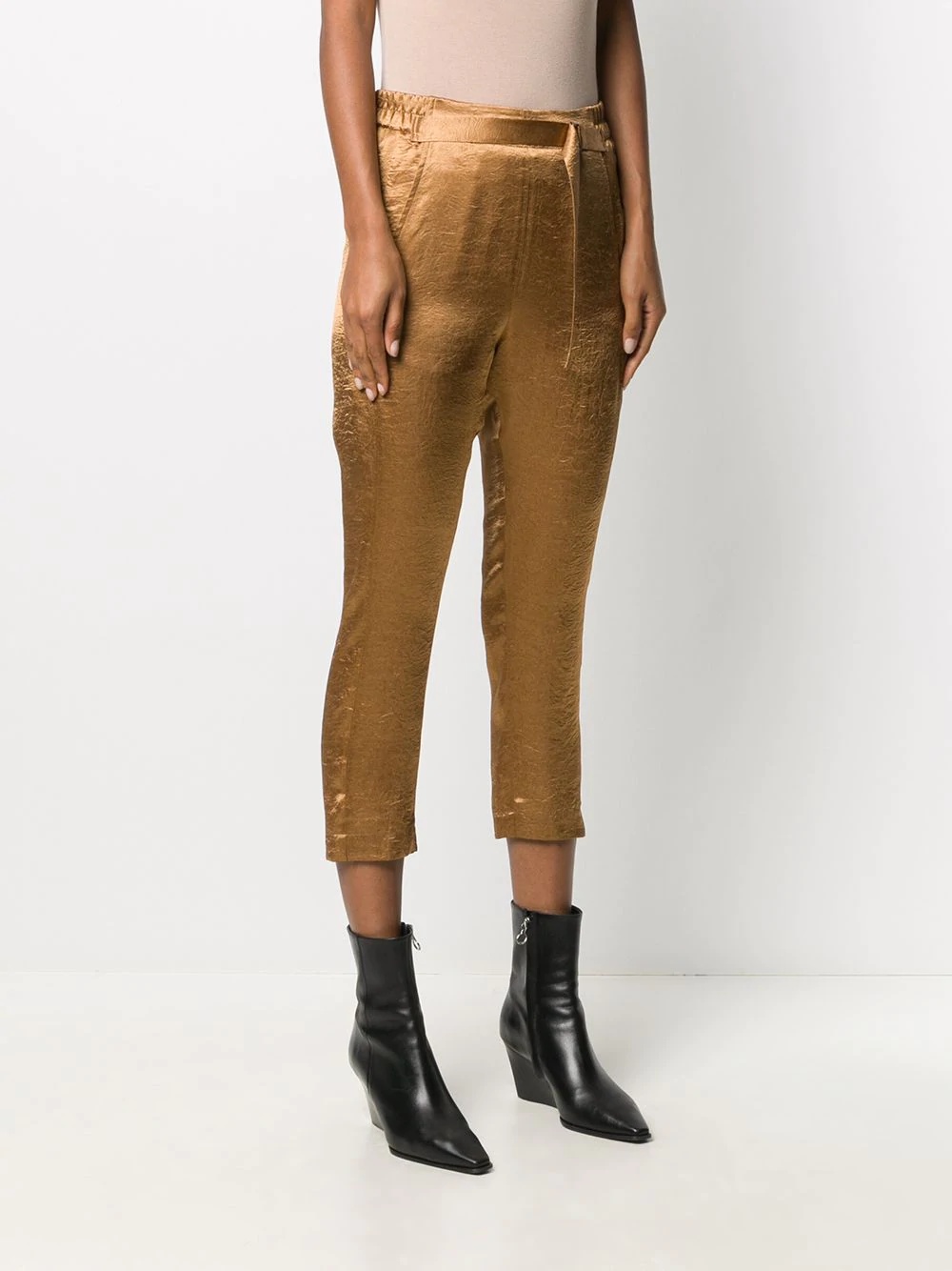 cropped satin trousers - 3