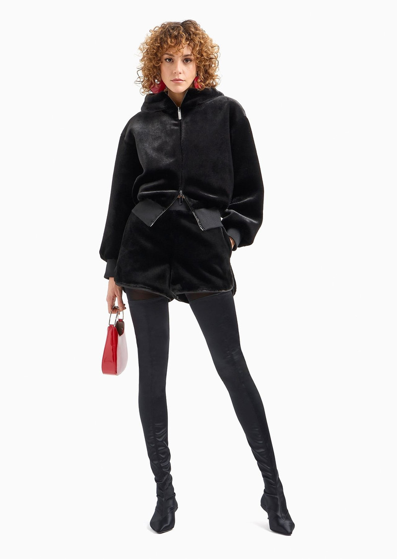 EMPORIO ARMANI Faux-fur reversible blouson with hood and zip outlook