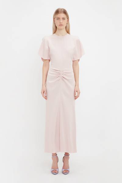 Victoria Beckham Gathered Waist Midi Dress In Blush outlook