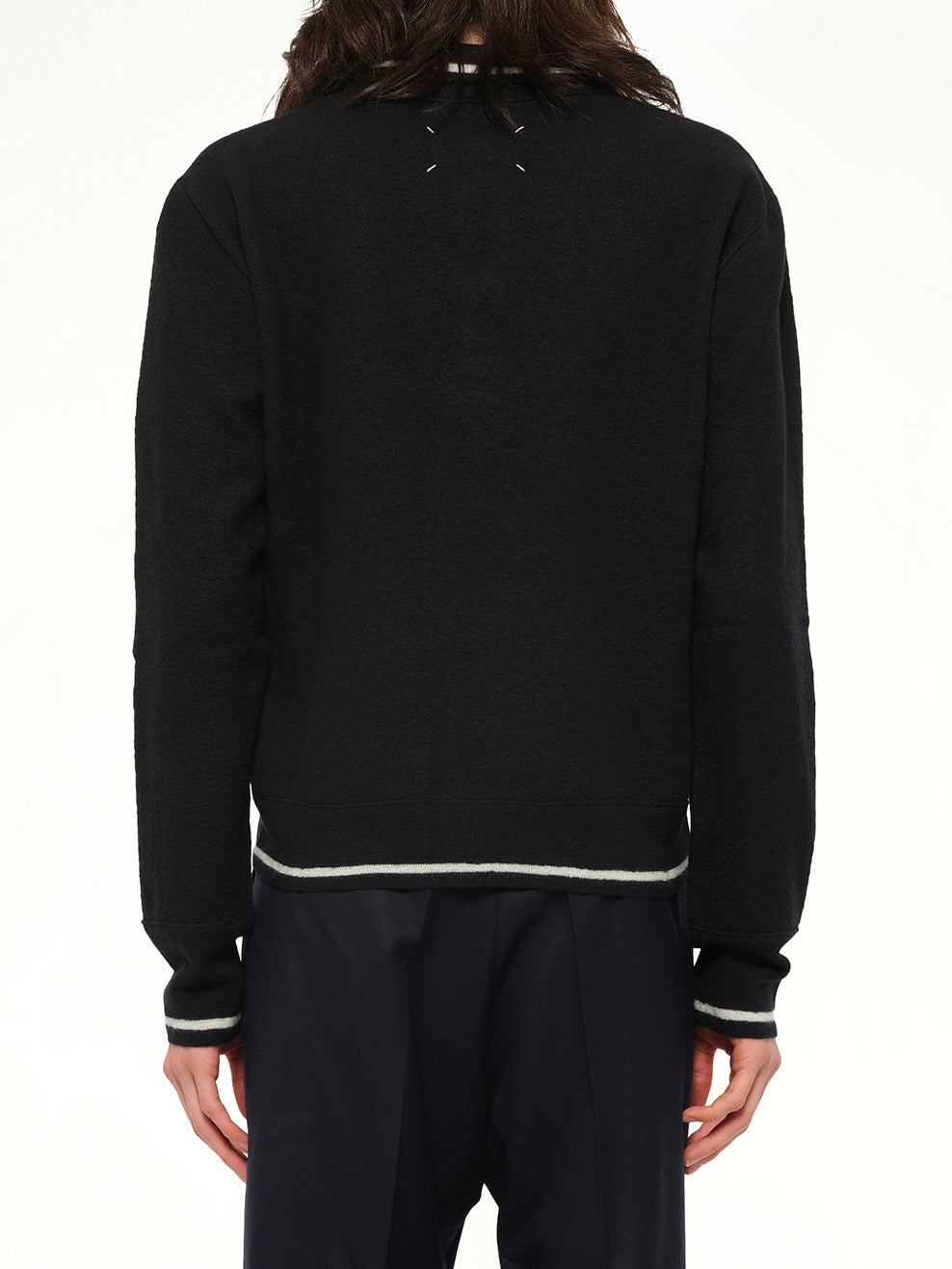 Gauge 14 Felted Zip Sweater in Black/Off White - 5