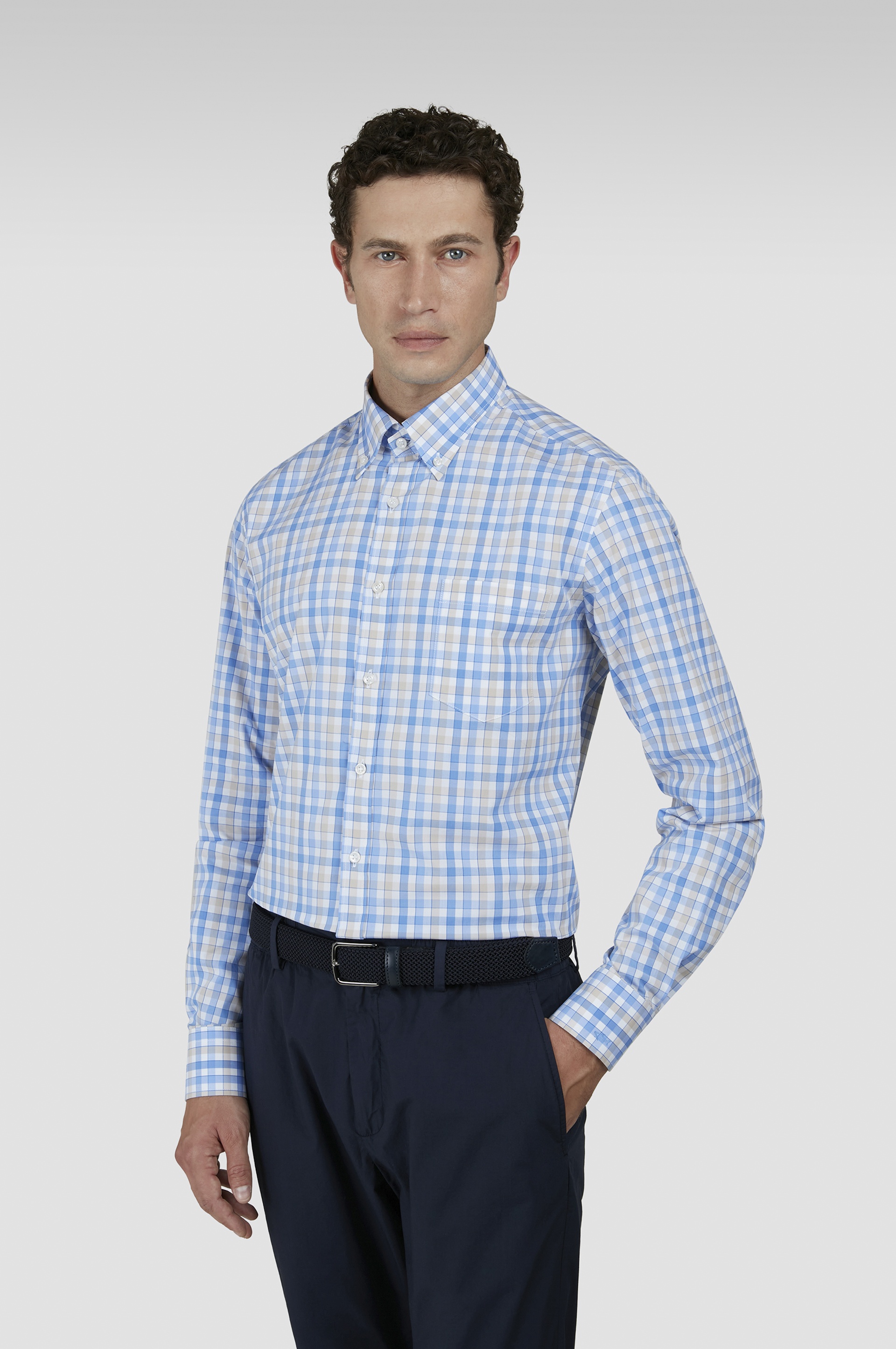 SOFT TOUCH COTTON POPLIN SHIRT WITH CHECK PATTERN - 6