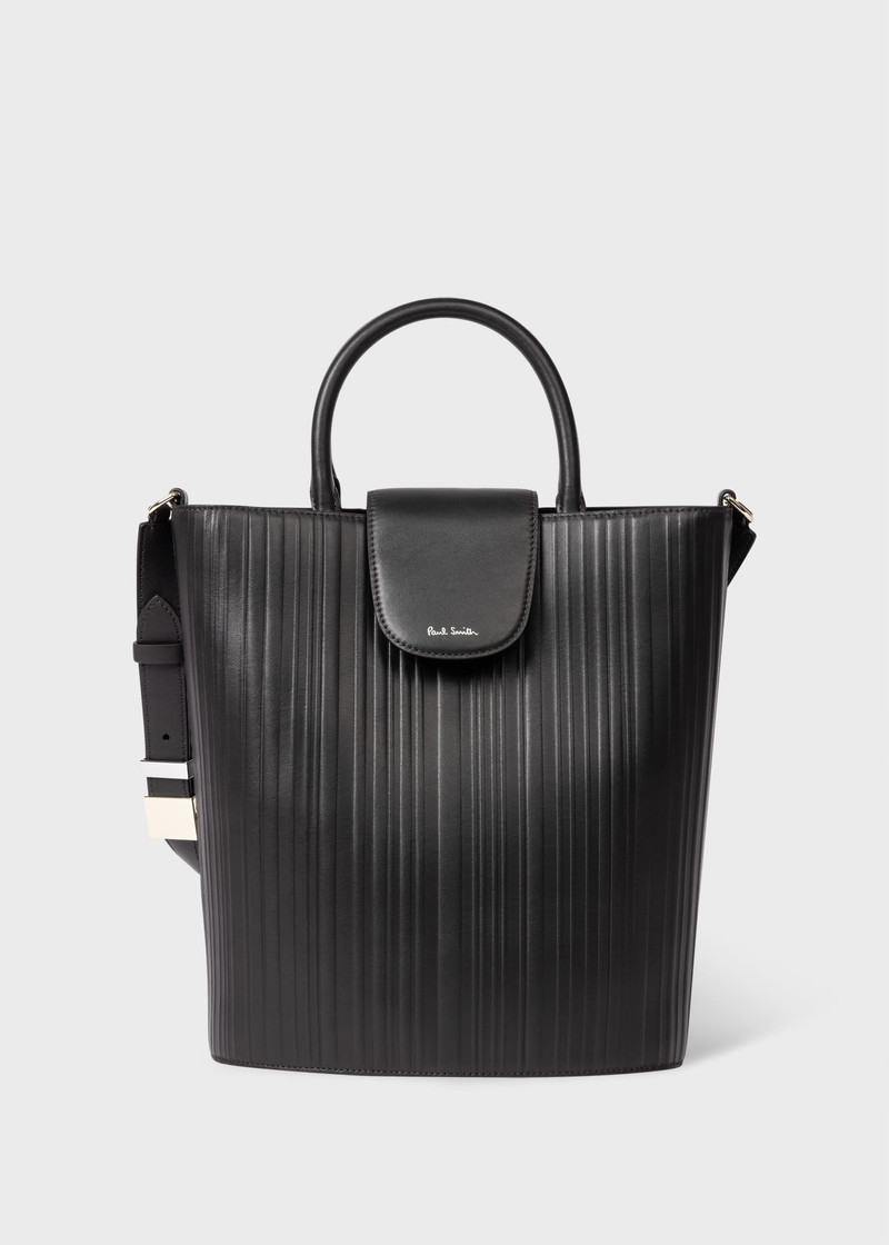 Dark Brown 'Shadow Stripe' Leather Bucket Bag 1