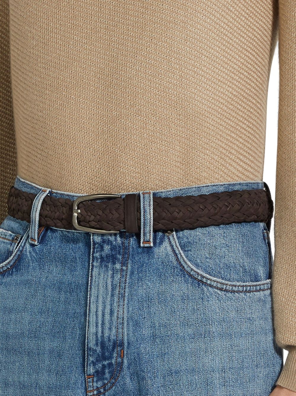 braided leather belt - 3