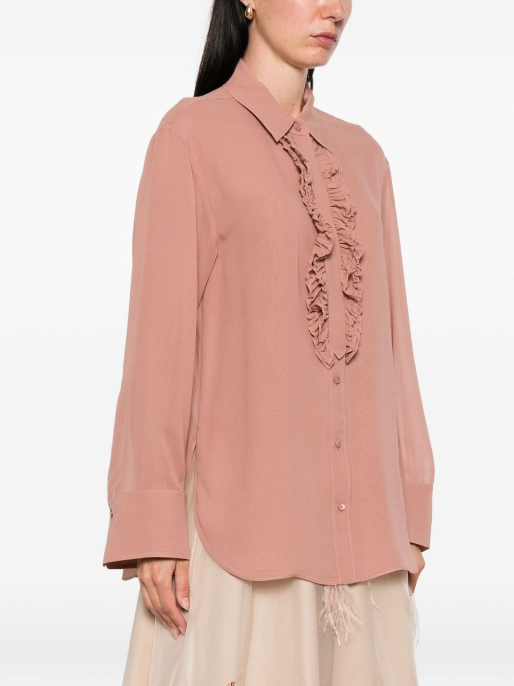 ruffled button-front shirt - 3