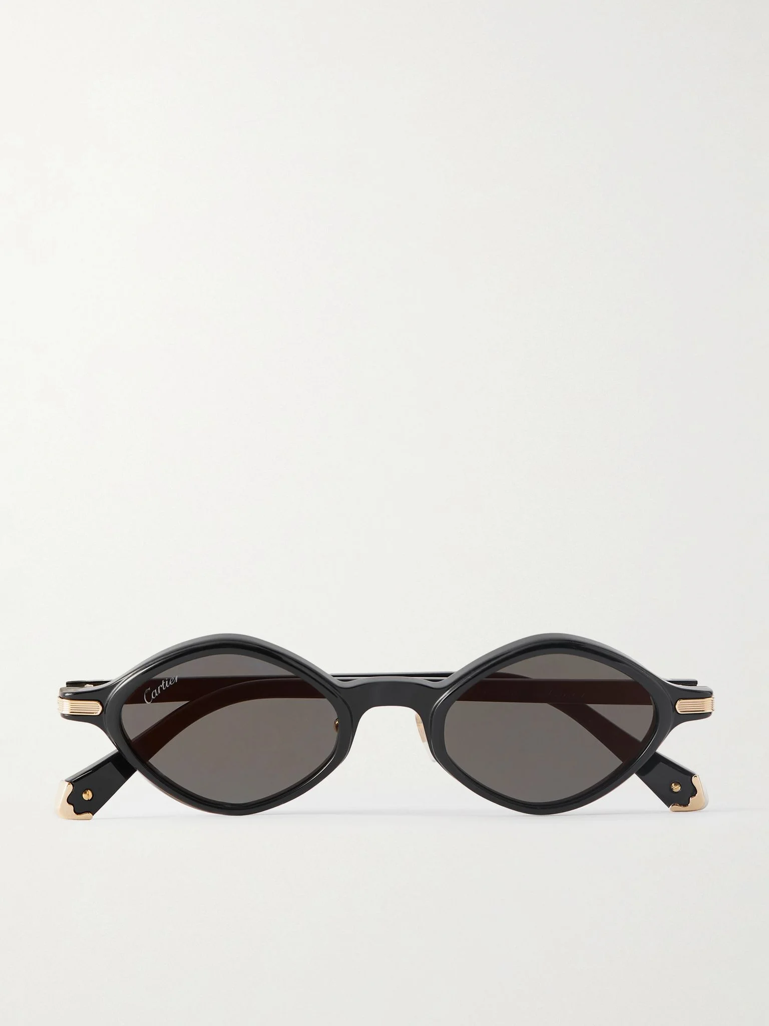 Godron de Cartier Round-Frame Gold-Tone Metal and Acetate Sunglasses Black - 1