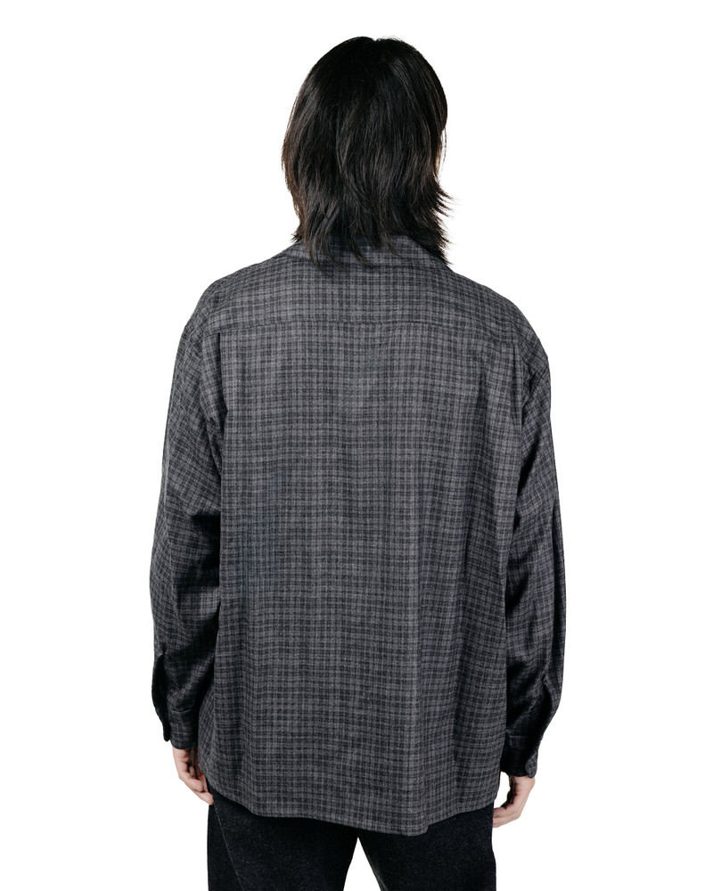 Wool Plaid Open Collar Shirt Charcoal 3