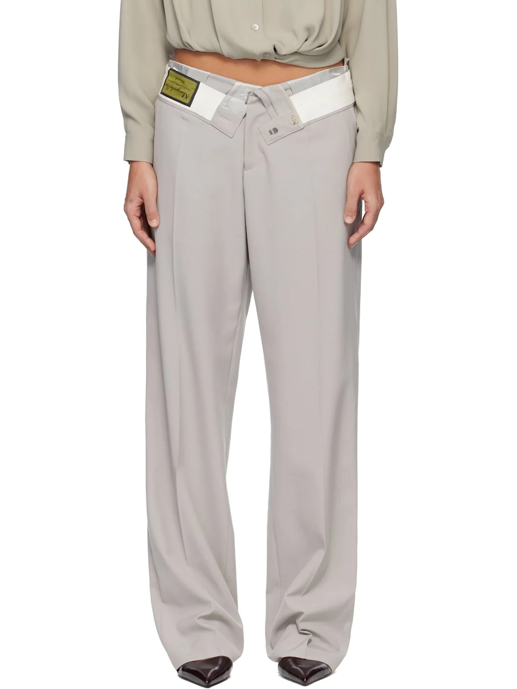Gray Reverse Waistband Trousers - 1