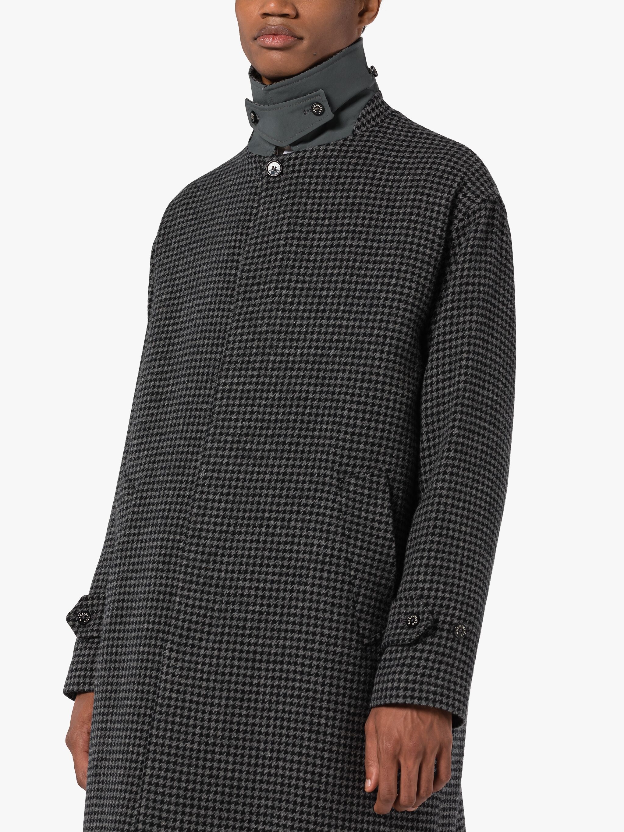 SOHO GREY HOUNDSTOOTH WOOL OVERCOAT - 5