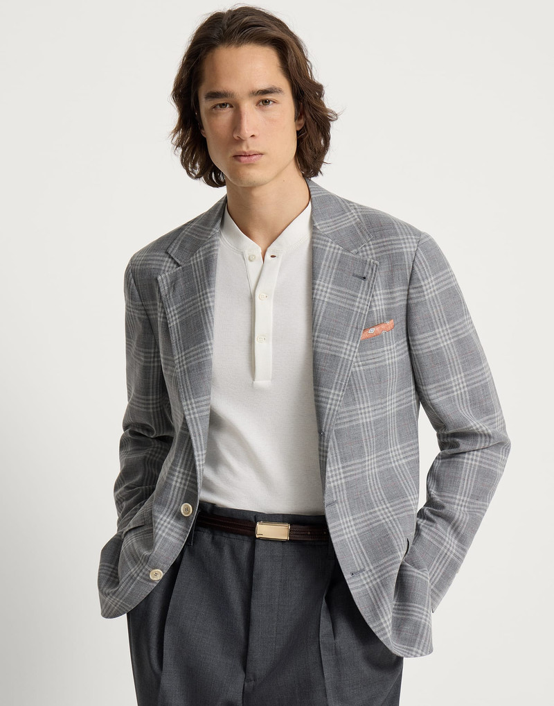 Wool, silk and linen tartan deconstructed blazer 5