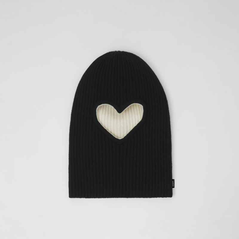Reversible Cut-out Detail Rib Knit Wool Beanie 1
