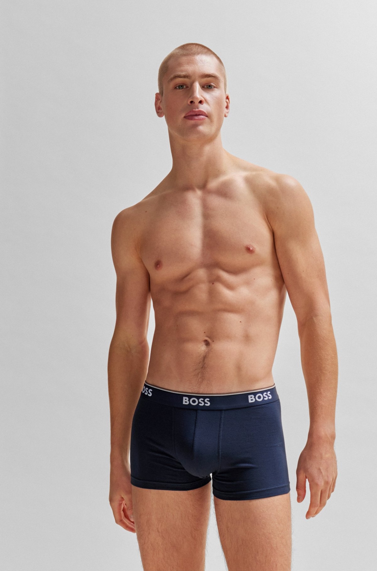 THREE-PACK OF STRETCH-COTTON TRUNKS WITH LOGO WAISTBANDS - 6