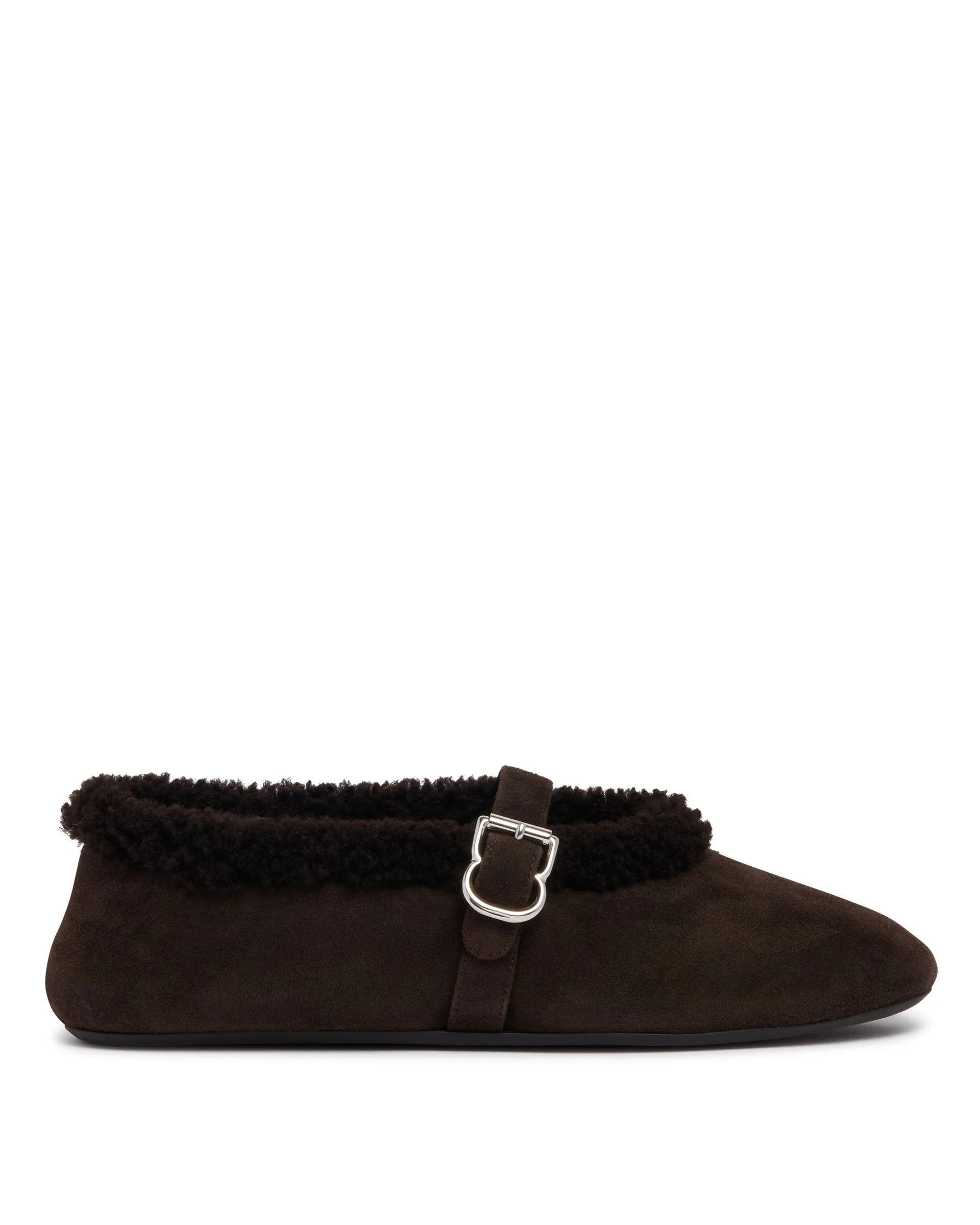 Brown Shearling Flat Ballerinas - 1