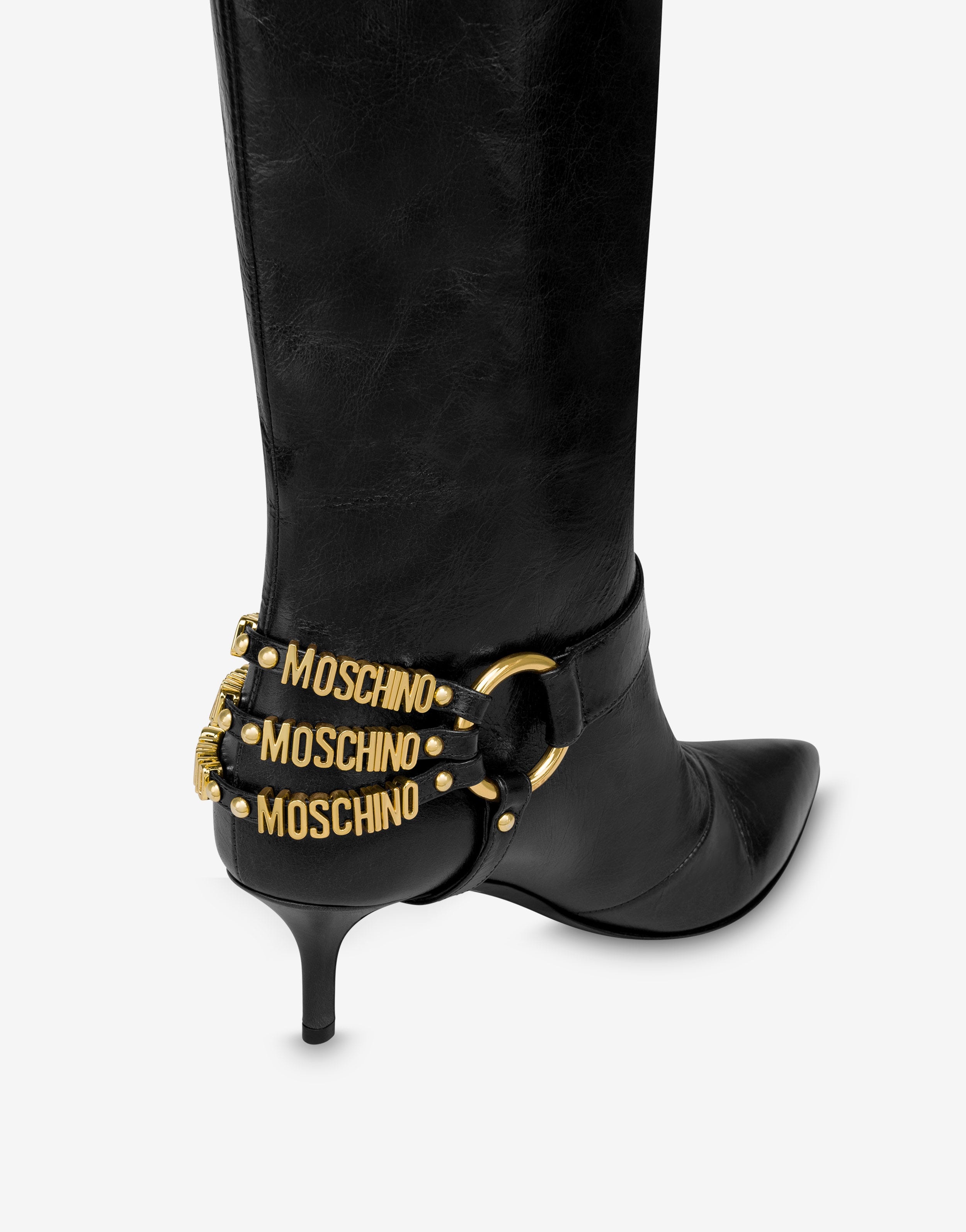 MINI LETTERING SHINY CALFSKIN BOOTS - 4