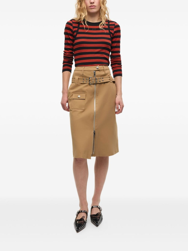 GANNI belted cotton skirt outlook