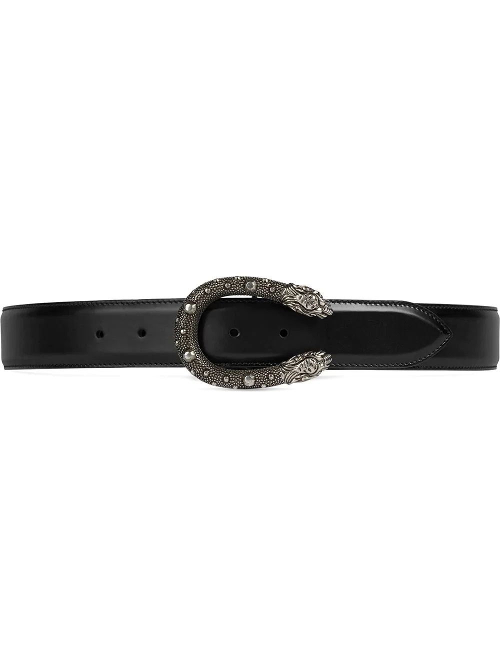 Leather belt with tiger head buckle - 1