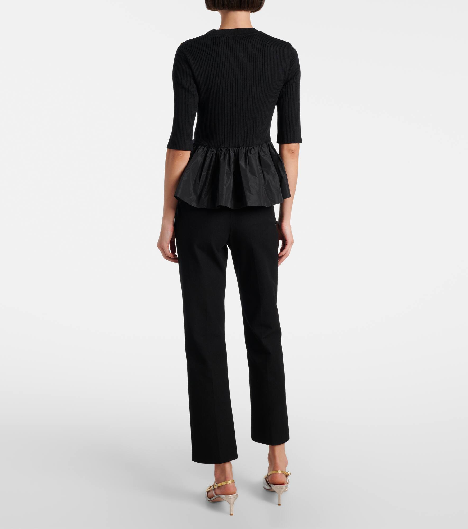 Ribbed-knit peplum wool top - 3