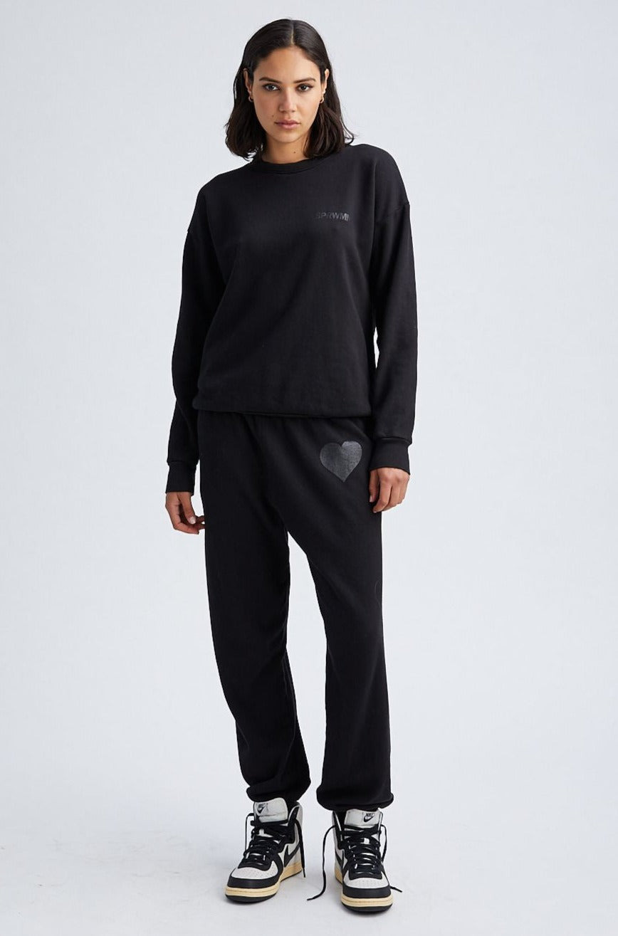 BLACK GLOSSY HEART SWEATPANTS - 4