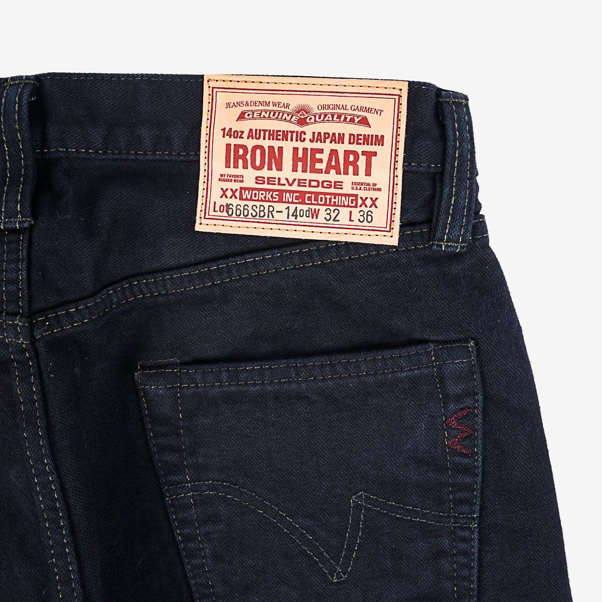 IH-666SBR-14od 14oz Broken Twill Selvedge Denim Slim Straight Cut Jeans - Indigo Overyded Black - 6