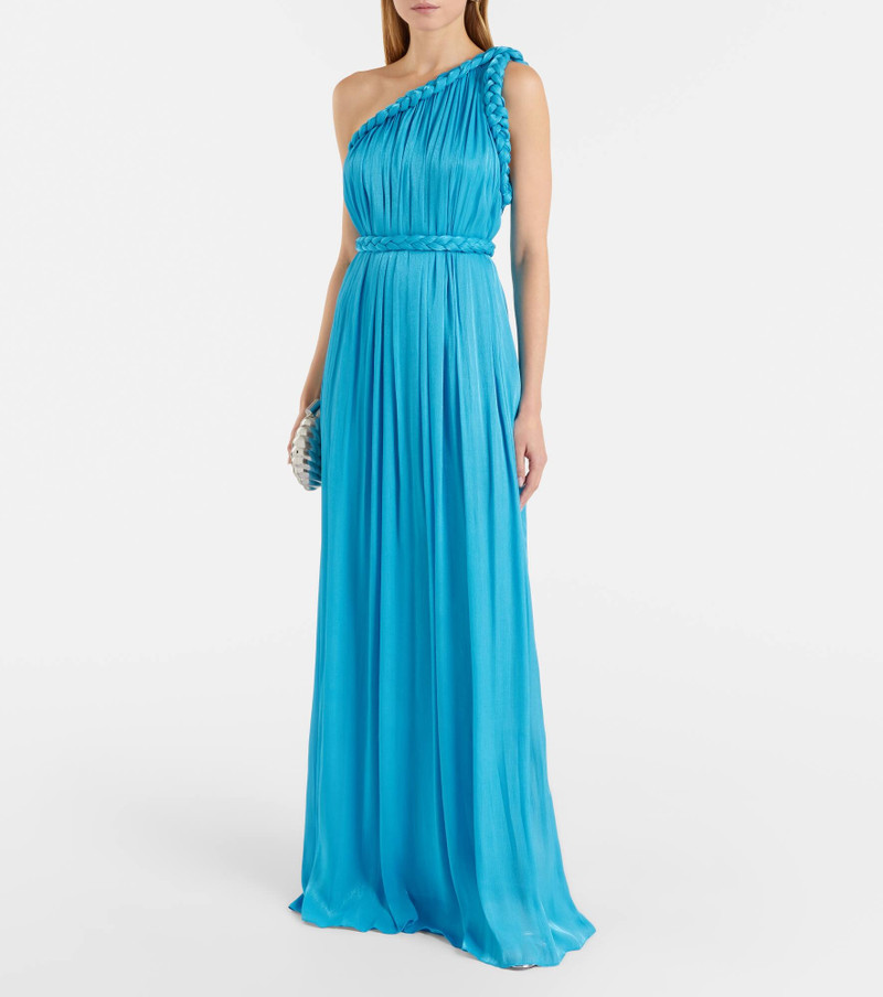 COSTARELLOS Isilda lamé georgette one-shoulder gown outlook