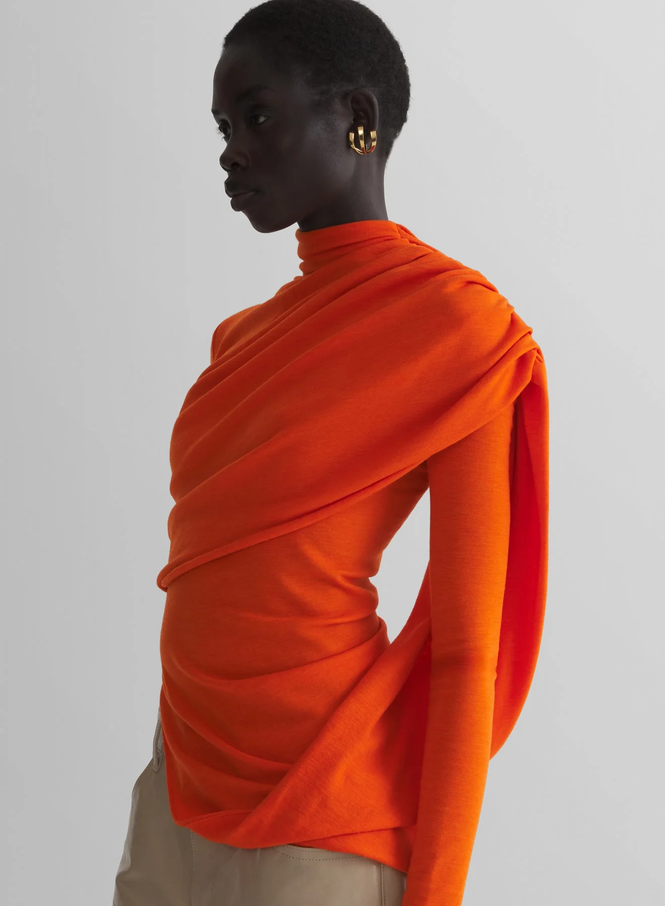 orange cascade sleeves top - 1