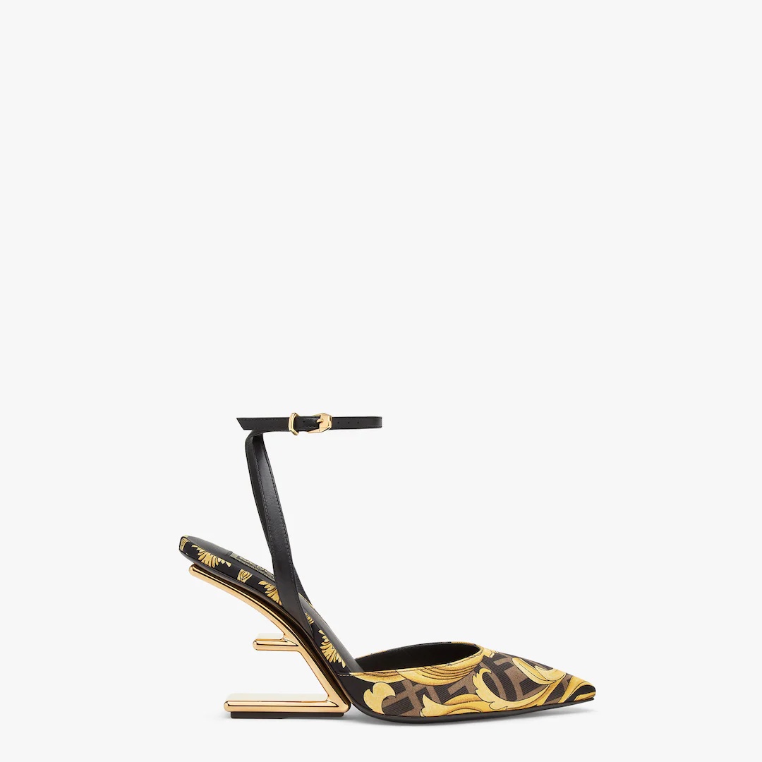 Fendace printed silk high-heeled slingbacks - 1