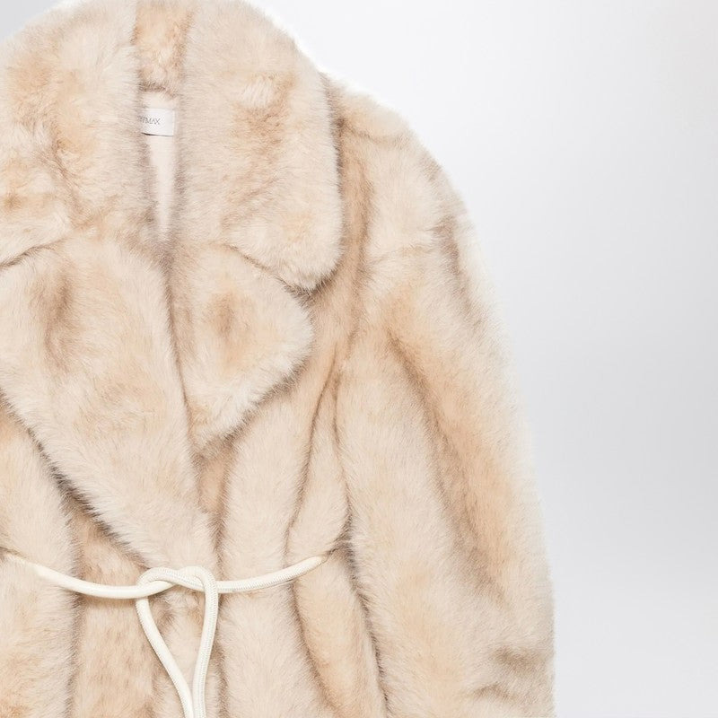 Sportmax Beige Faux Fur Coat With Belt Women - 2